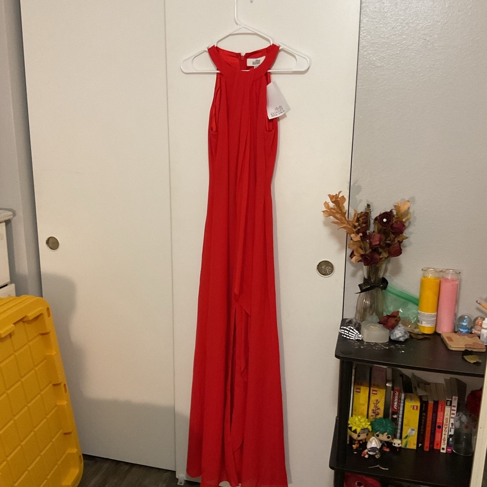 Elegant Red Halter Maxi Dress